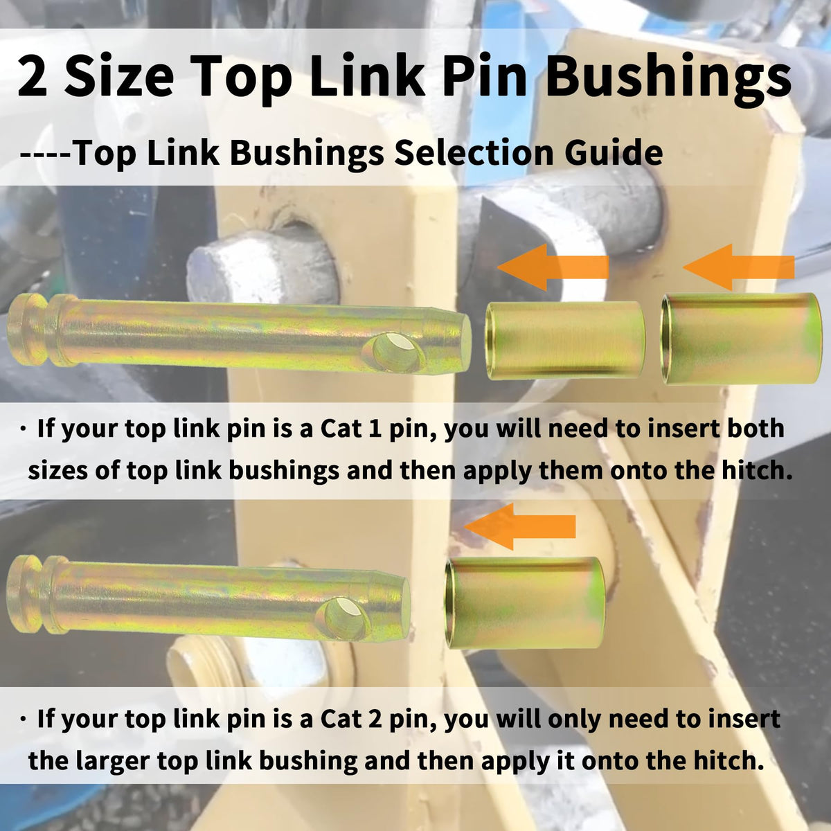 Quick Hitch Adapter Bushing Set with Top Link Bushings, 2 Pair, Gold R419348
