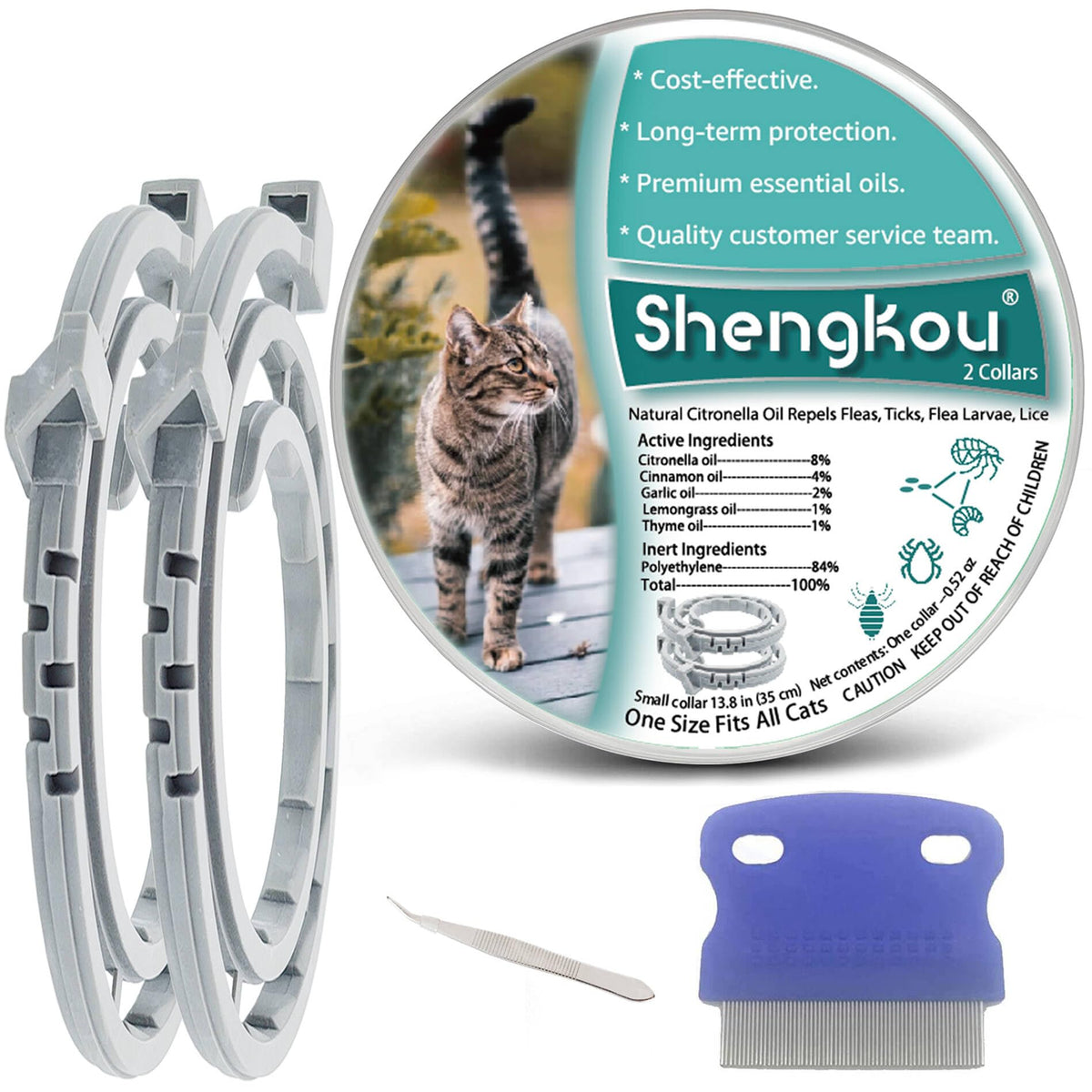 Flea and Tick Collar for Cats 12-Month Protection Waterproof 2 Packs Q61096