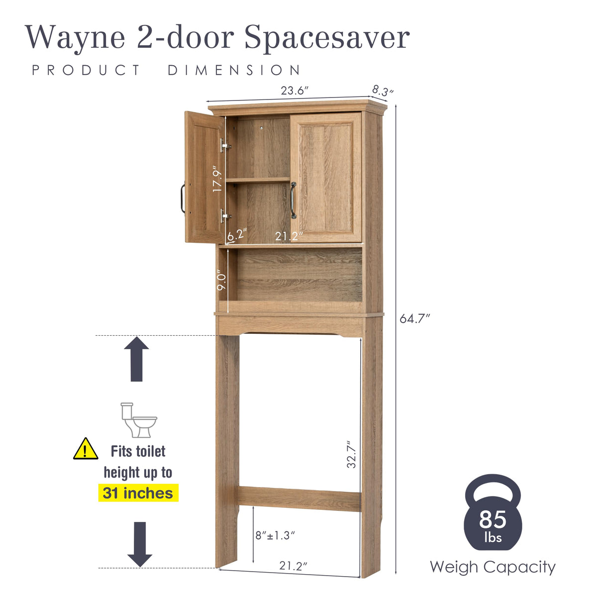 Over the Toilet Storage Cabinet with Doors H56145
