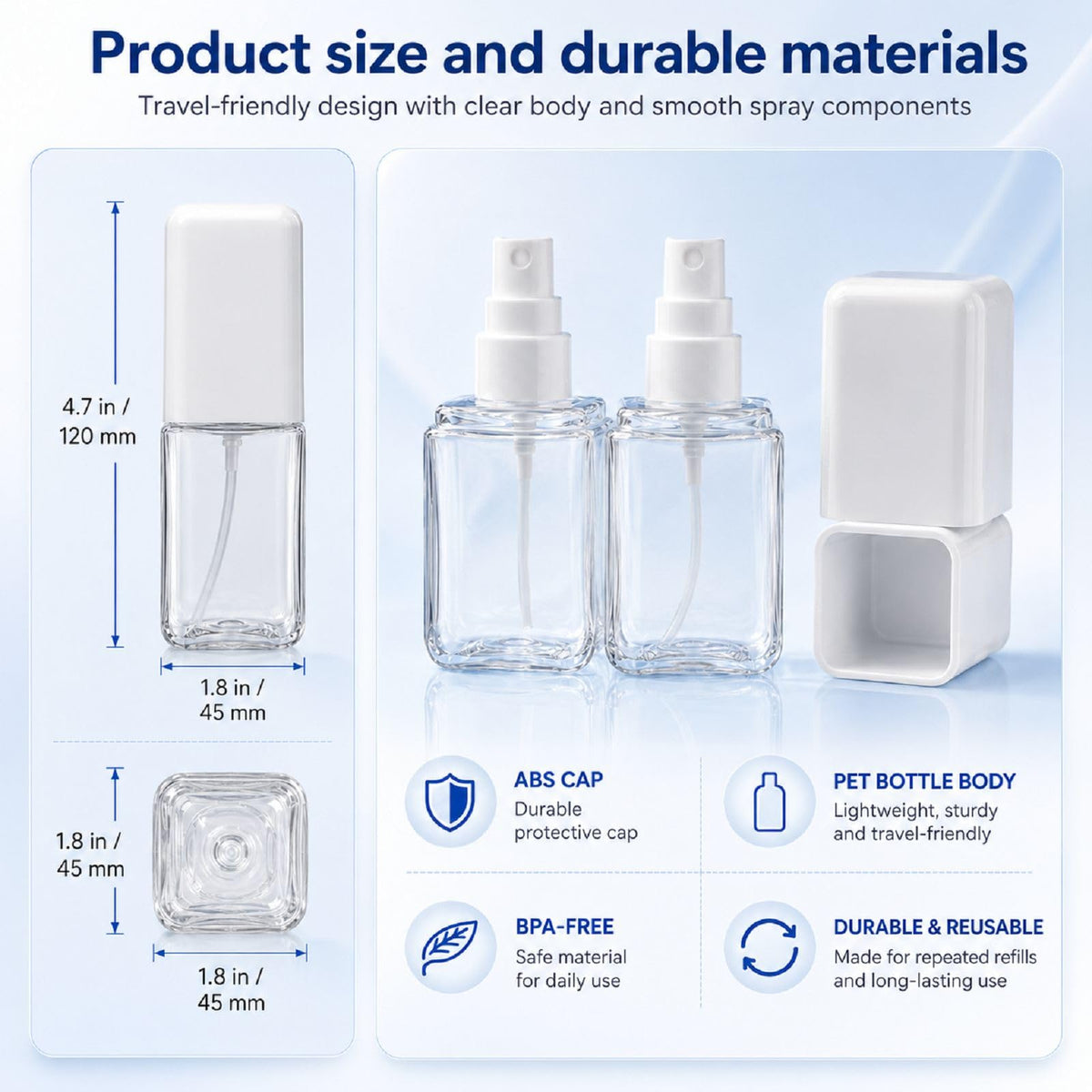 2 Pack 2.7oz Fine Mist Spray Bottles U342
