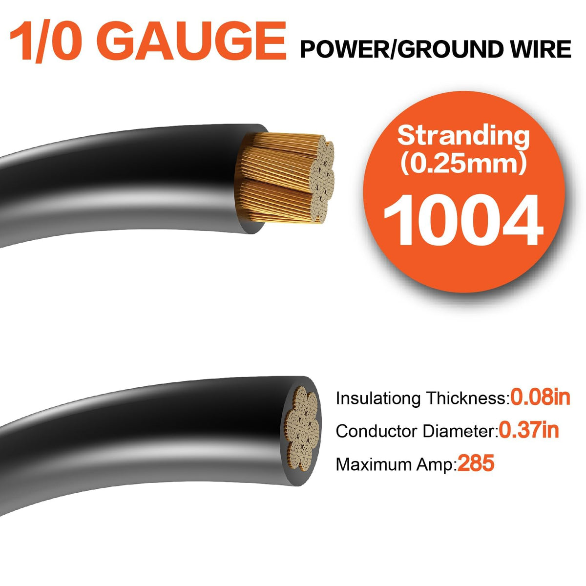 1/0 Gauge Battery Cable Kit 40ft Red/Black CCA Wire W4273