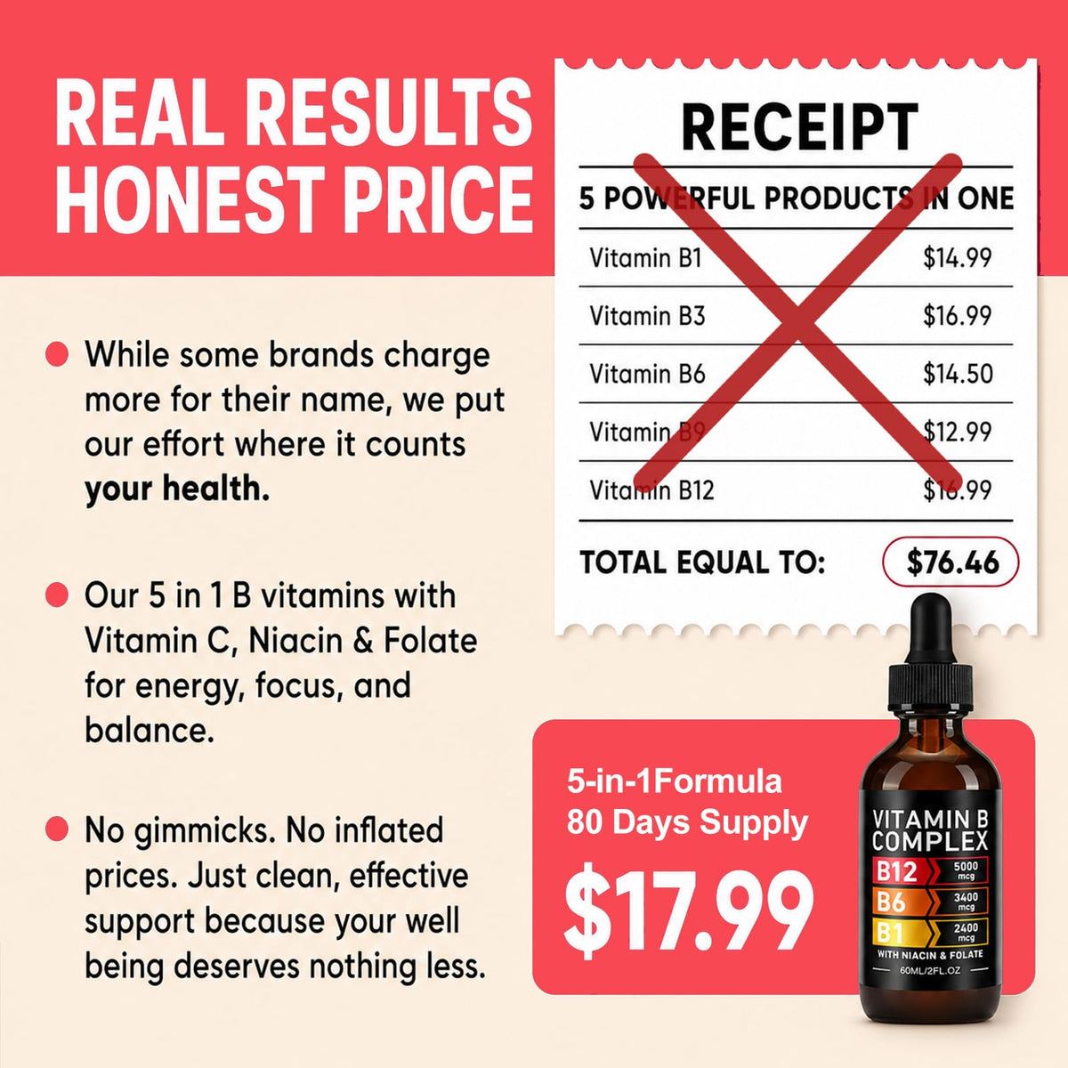 Vitamin B12 Complex Drops 5000mcg 2 Packs N6141
