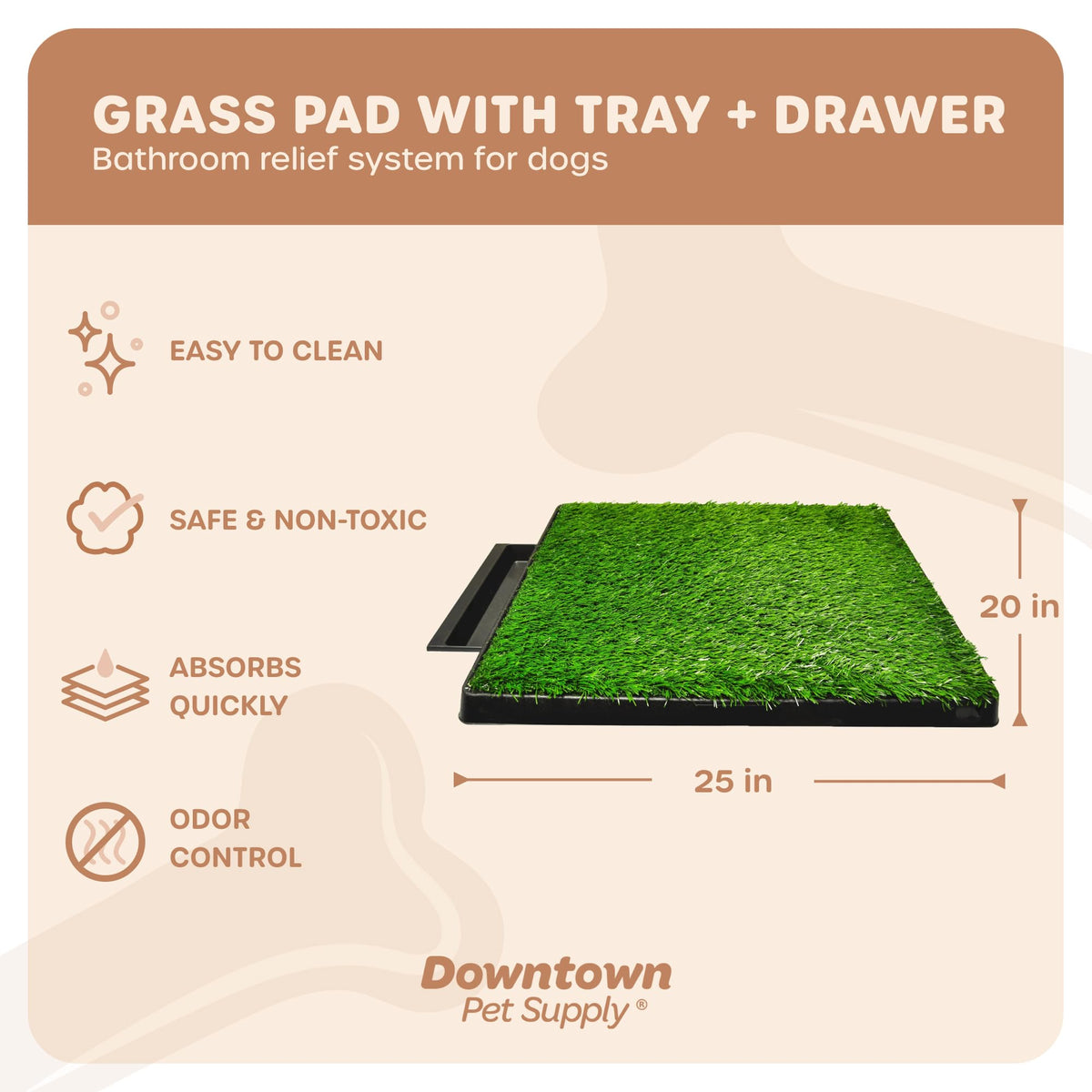 Dog Grass Pad with Tray 20 x 25 with Drawer L243