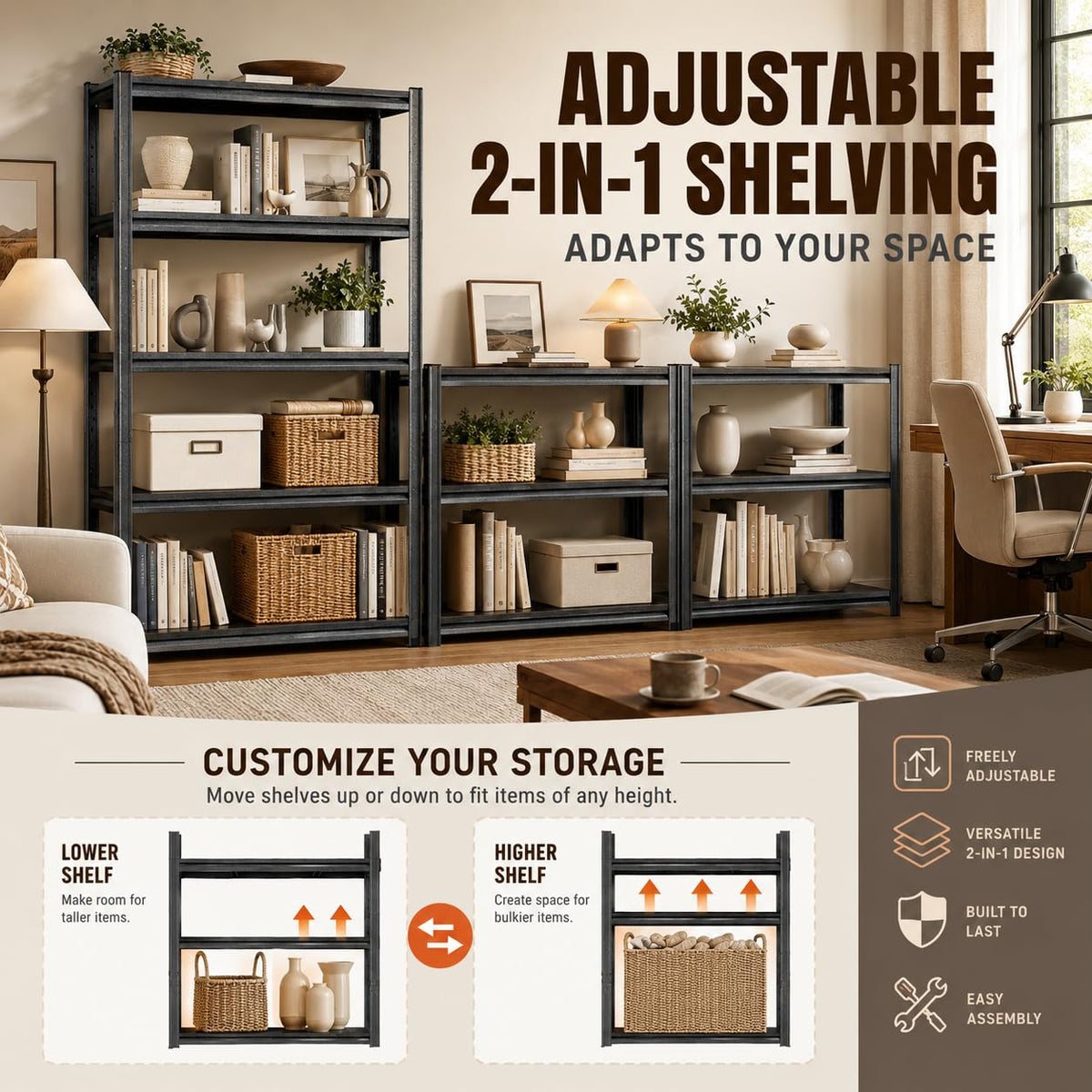 Heavy Duty Wood 5 Tier Bookshelf H736679