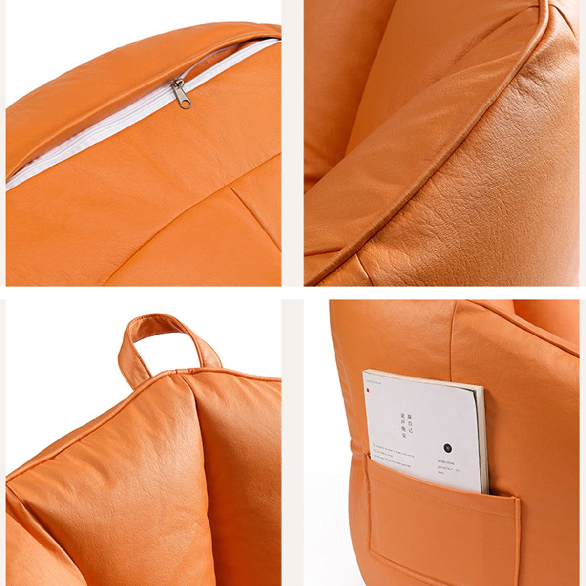 Stuffable Bean Bag Chair Cover Small Beige Yellow B1715