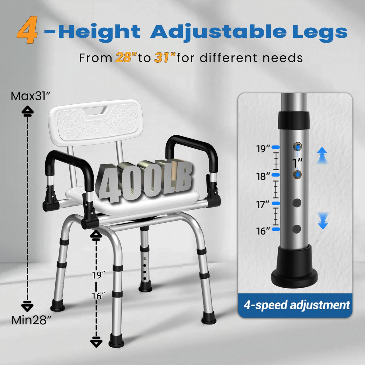 360° Rotating Adjustable Padded Shower Chair L68359