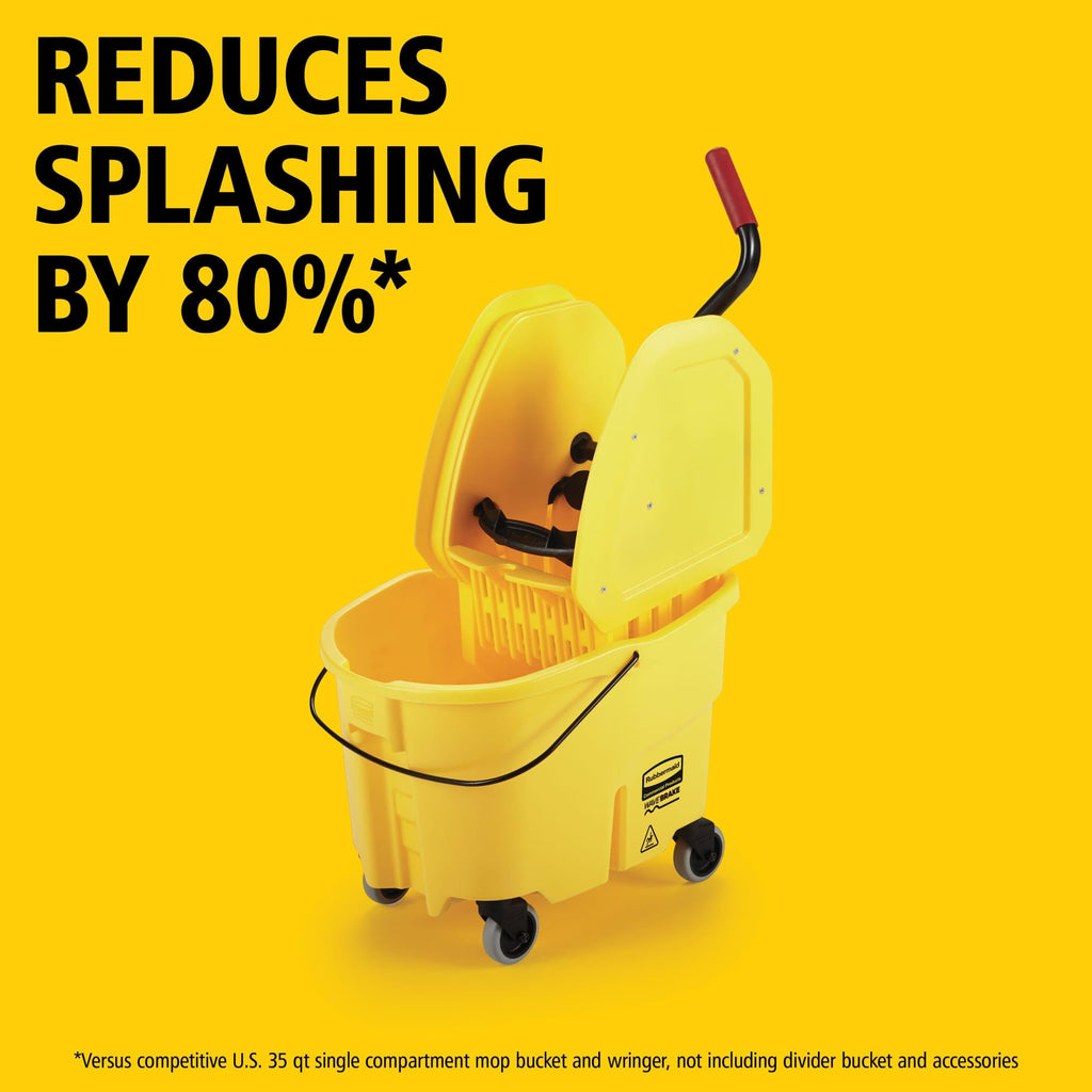 Yellow 35 QT Mop Bucket and Wringer Combo on Wheels X551228