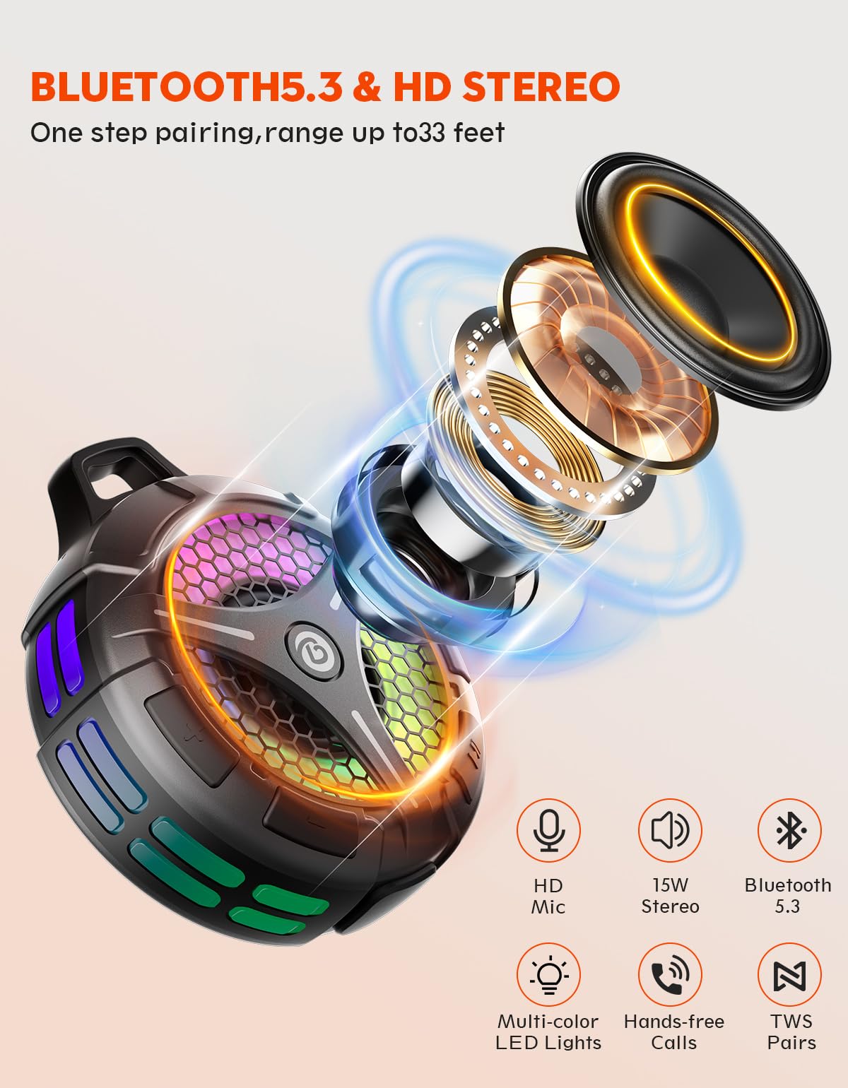 Waterproof Bluetooth Shower Speaker with Suction Cup N151417