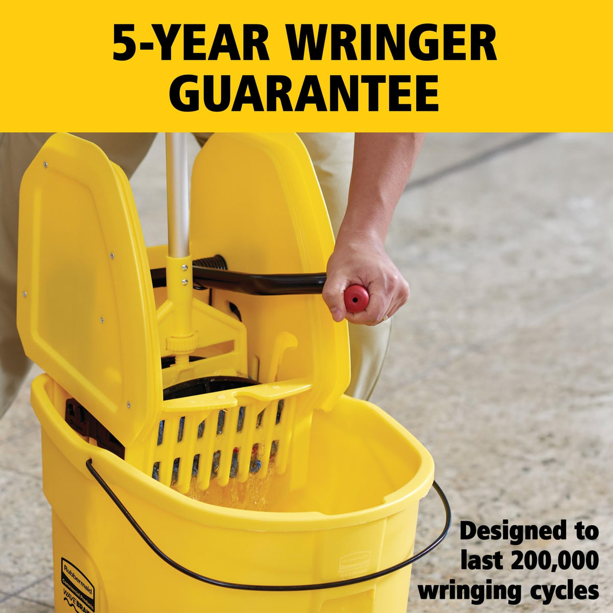 Yellow 35 QT Mop Bucket and Wringer Combo on Wheels X551228