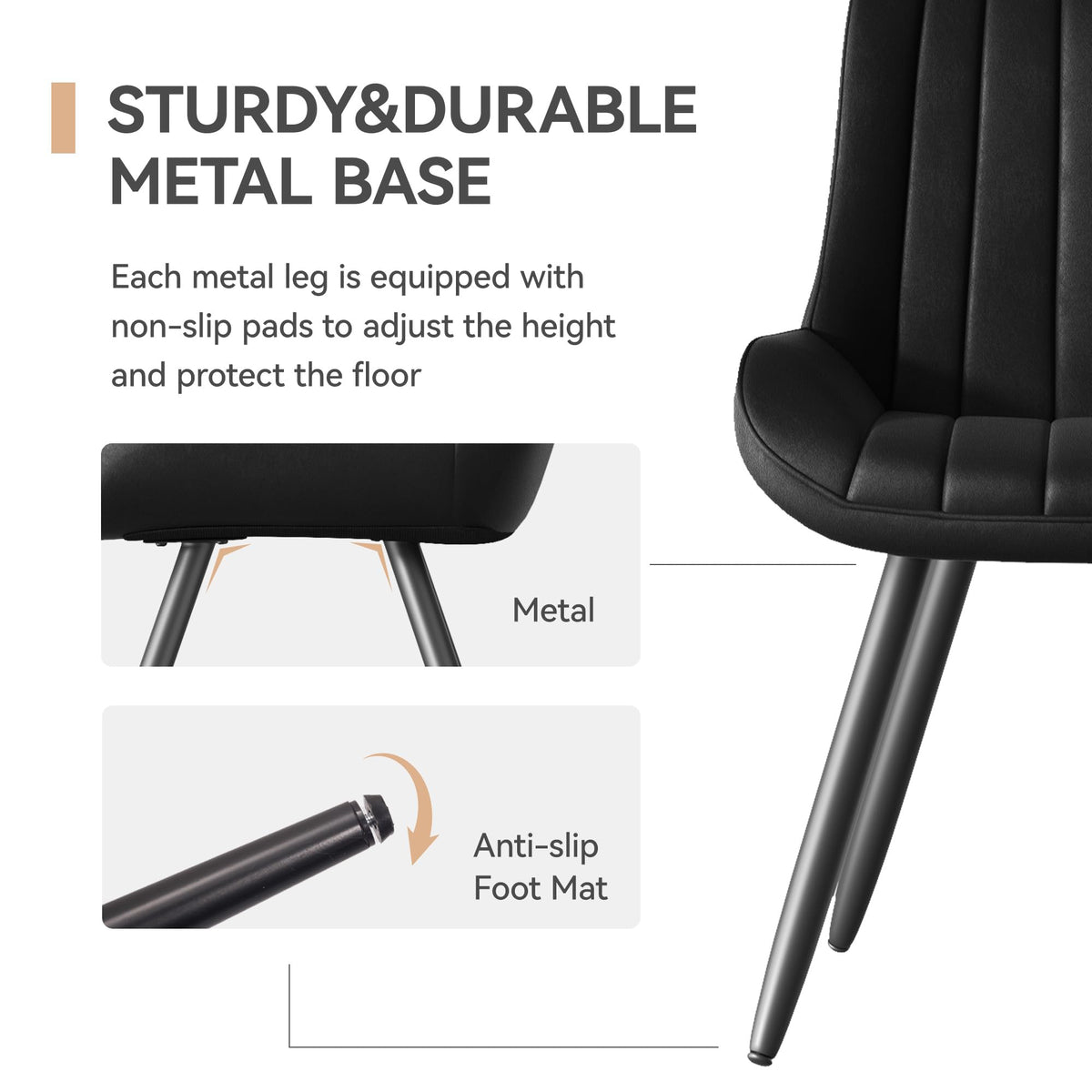 Black Faux Leather Upholstered Dining Chairs Set of 6 J50327