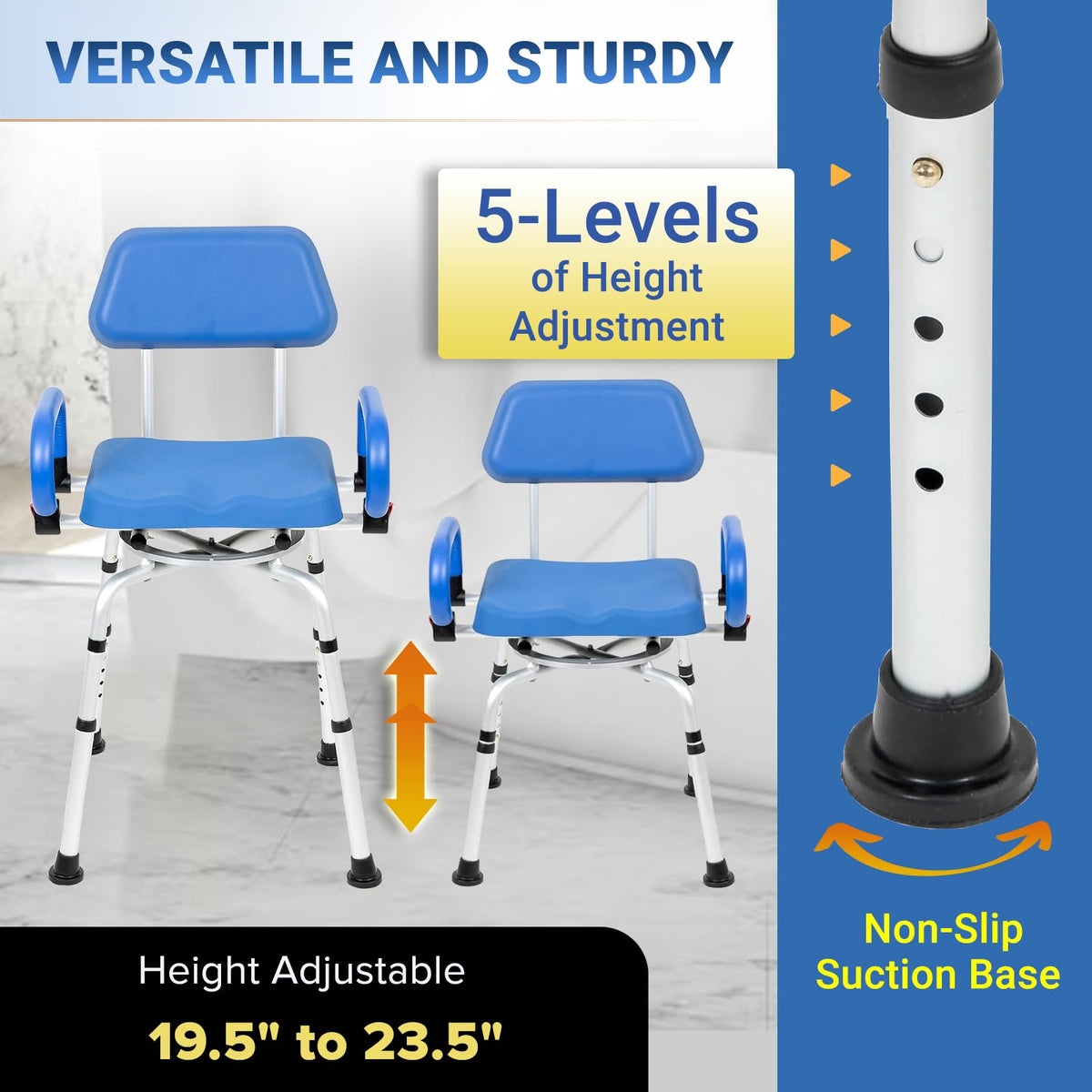 Swivel Shower Chair with Padded Seat, Back & Arms O96142