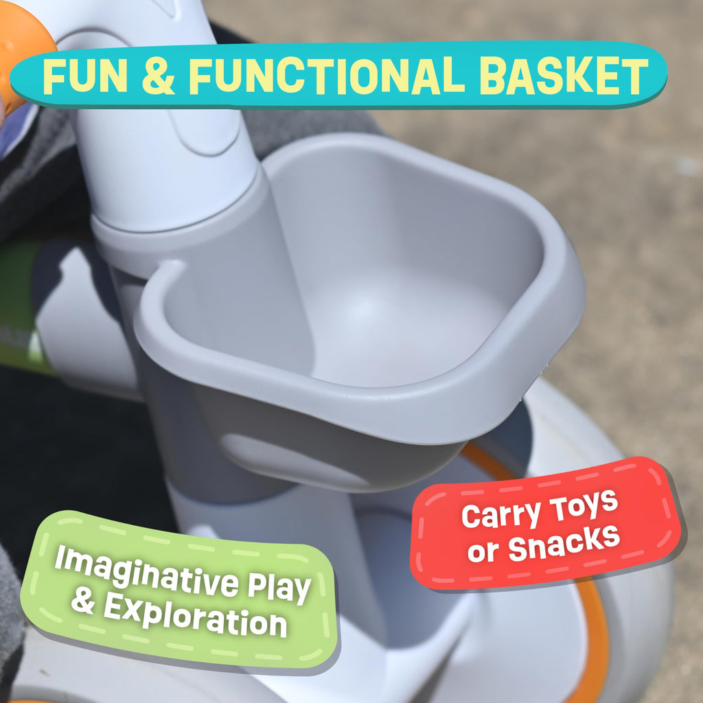 12-24 Month 4 Wheels Adjustable Seat Baby Balance Bike with Storage Basket R856