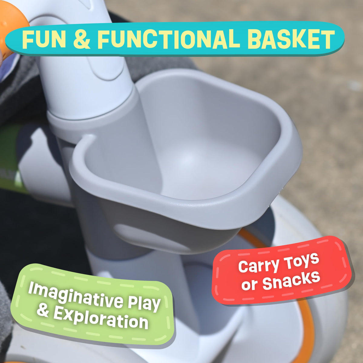 12-24 Month 4 Wheels Adjustable Seat Baby Balance Bike with Storage Basket R856