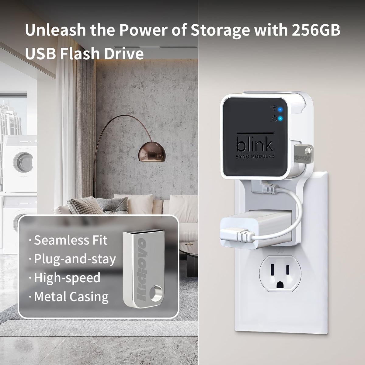 256GB USB Flash Drive & Wall Mount with Short Cable V327395