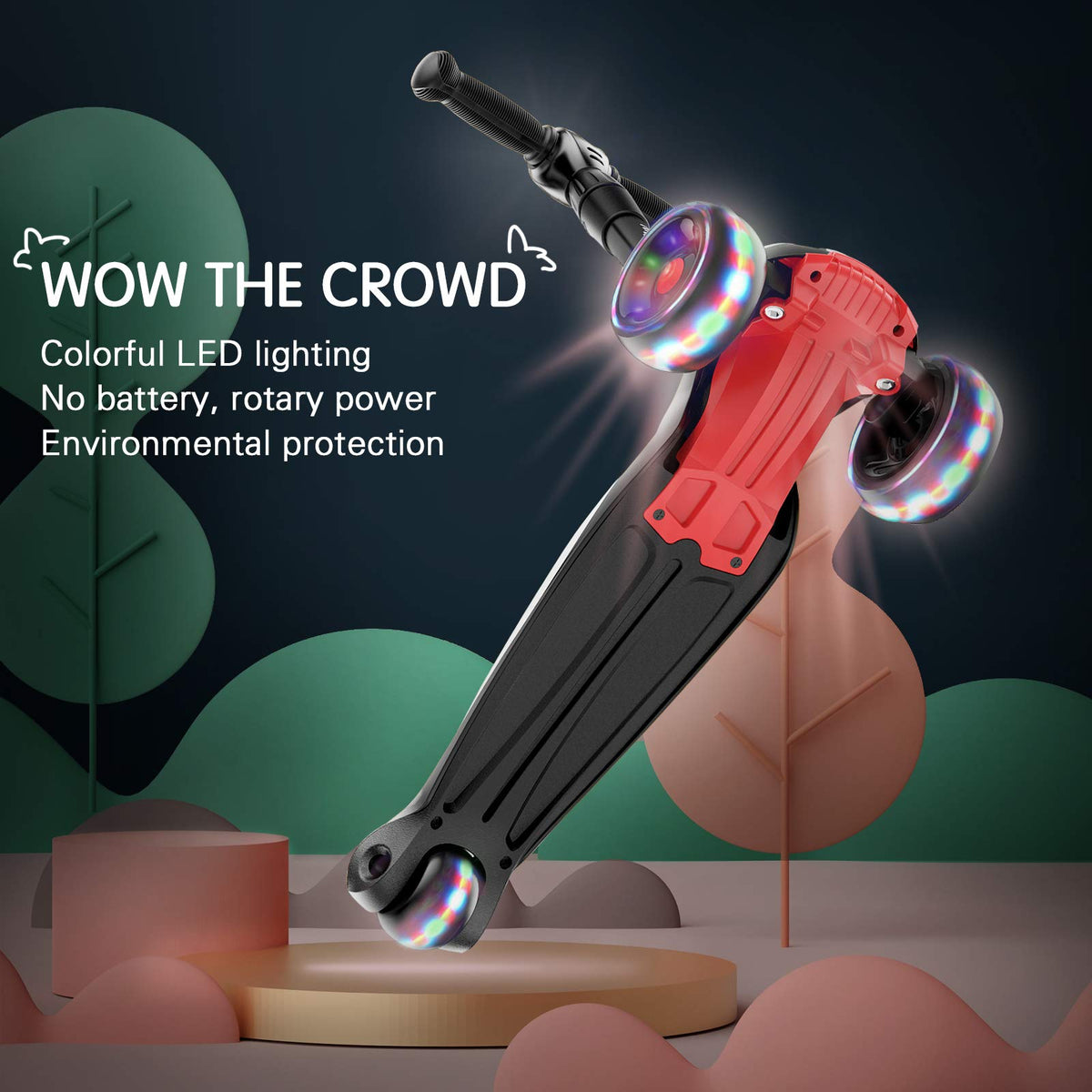 3 Wheels Scooter with Adjustable Height & LED Light J310544