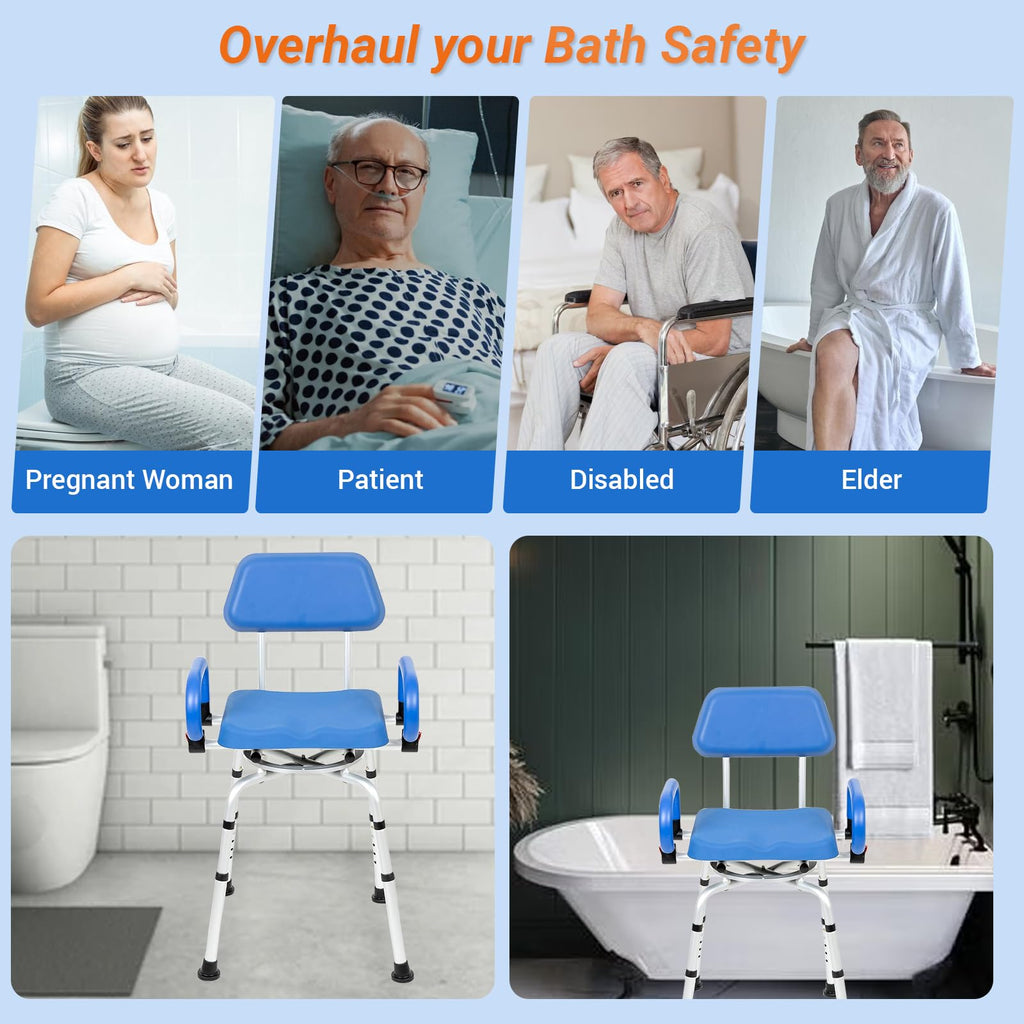 Swivel Shower Chair with Padded Seat, Back & Arms O96142