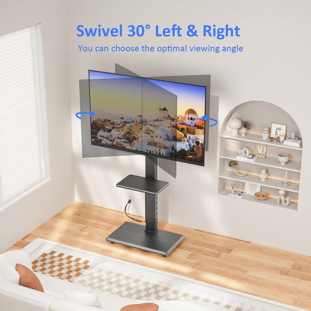 Height Adjustable Rolling TV Stand with Shelf V8216