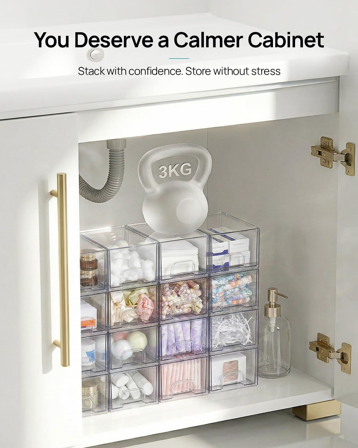 4 Pack Small Clear Stackable Storage Drawers F84271