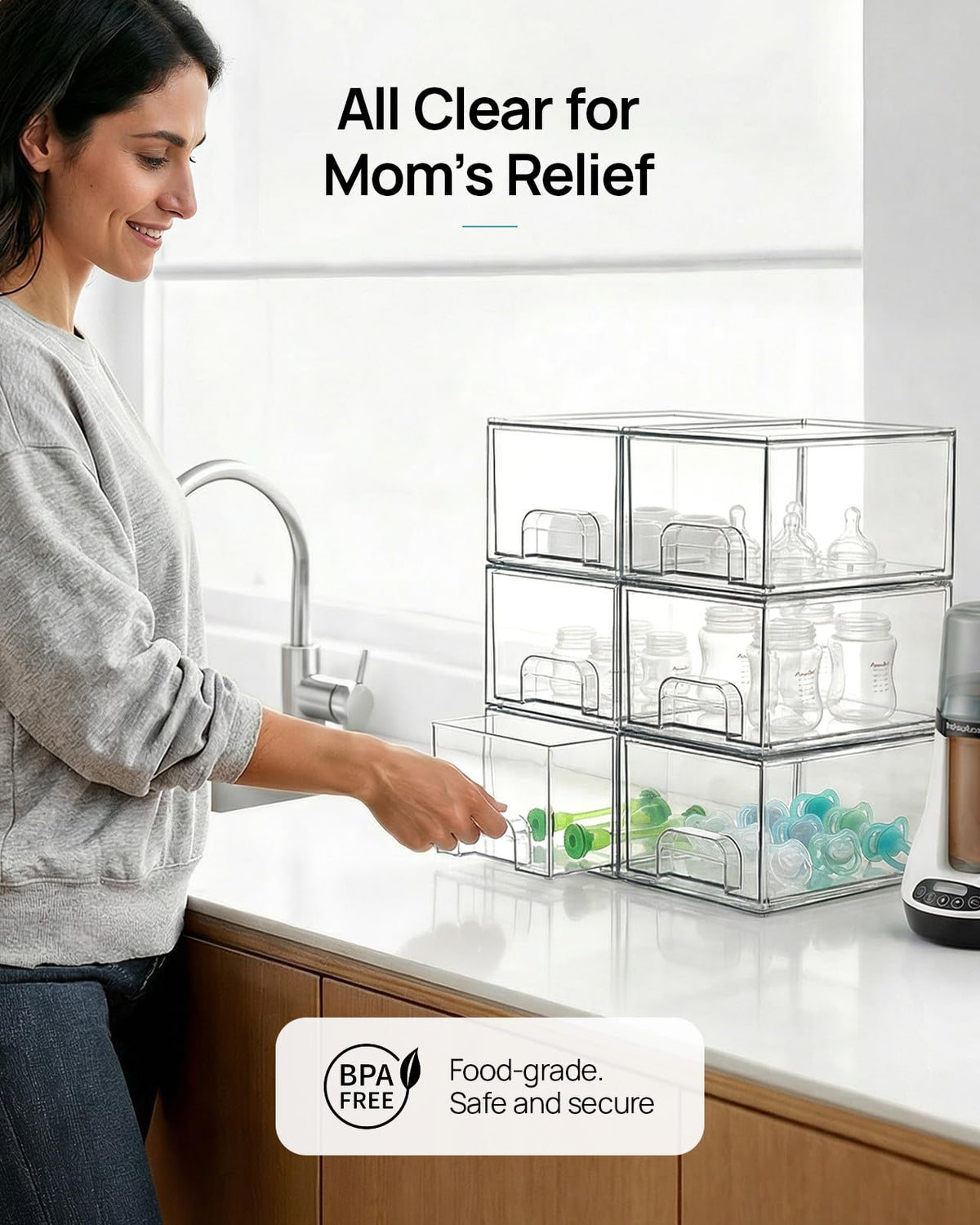 4 Pack Small Clear Stackable Storage Drawers F84271