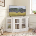 White 47 Inch Corner TV Stand with 4 Doors and Shelves O8835