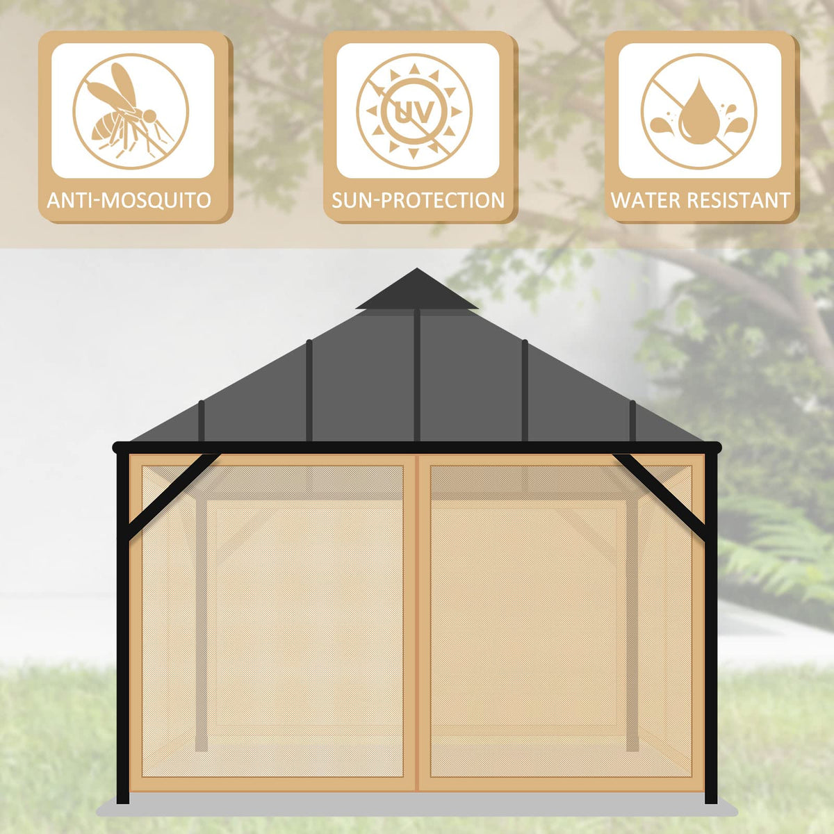 8x8 ft 4 Panel Gazebo Mosquito Netting I185030