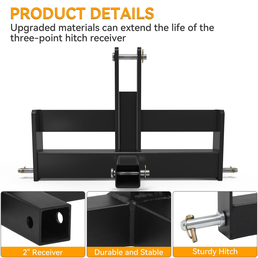 3 Point Hitch Receiver with Suitcase Weight Brackets Category 1 N9257