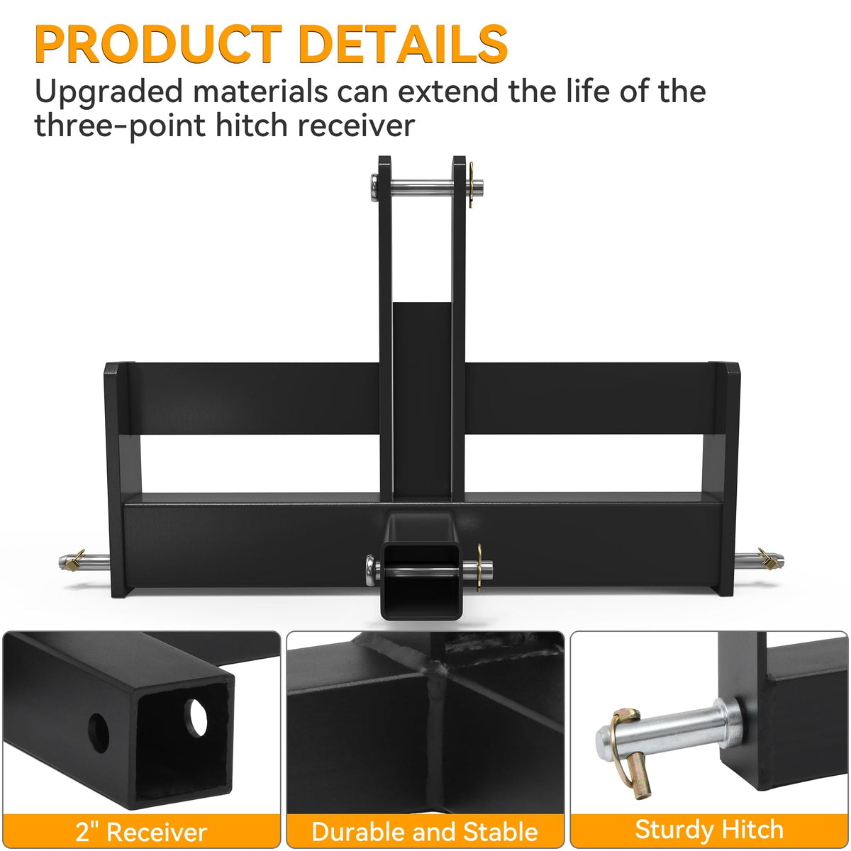 3 Point Hitch Receiver with Suitcase Weight Brackets Category 1 N9257