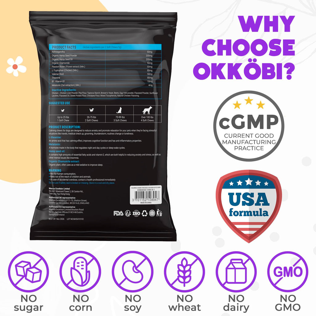 Chicken Flavor 60 Count Calming Chews for Dogs X335