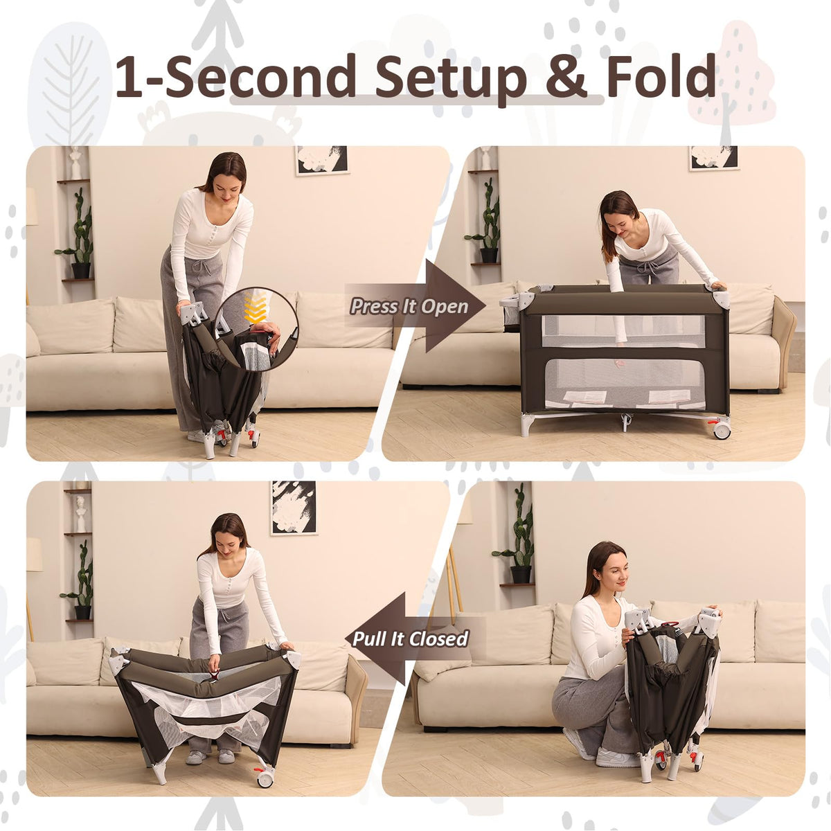 5-in-1 Baby Bassinet Bedside Sleeper J81617