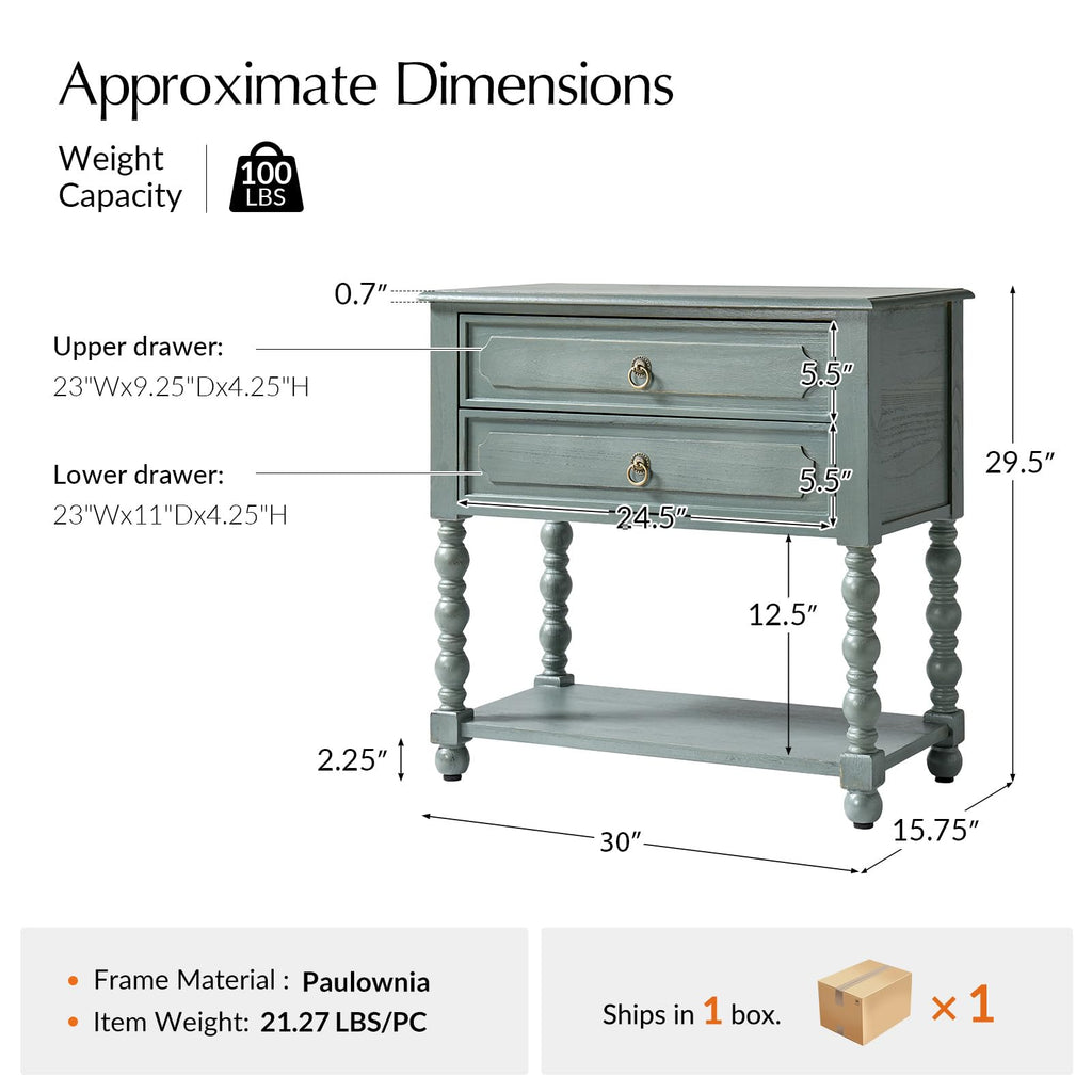Blue Accent End Table with Charging Station C21128