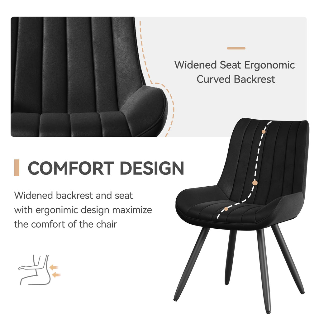 Black Faux Leather Upholstered Dining Chairs Set of 6 J50327