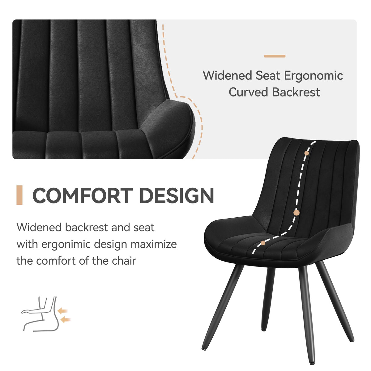 Black Faux Leather Upholstered Dining Chairs Set of 6 J50327