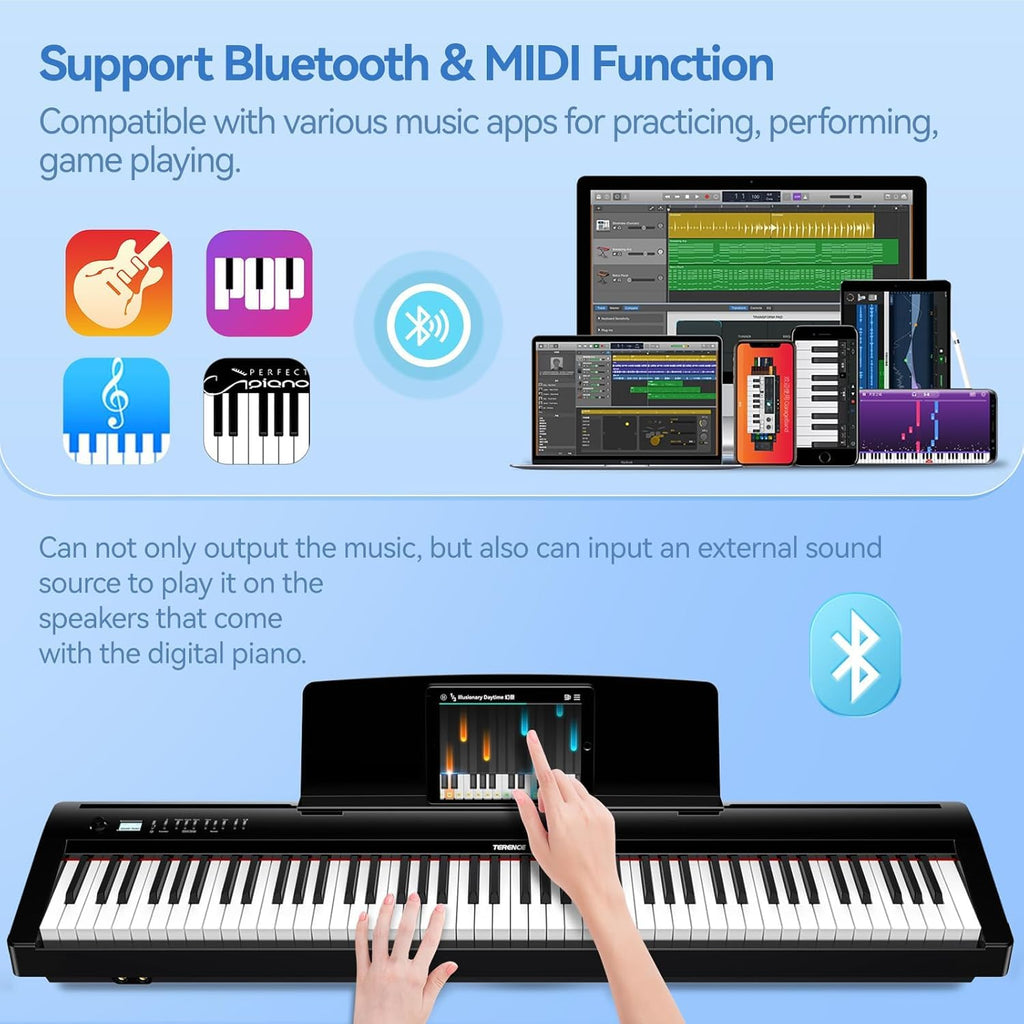 88 Key Weighted Digital Piano Keyboard with Bluetooth MIDI A1621