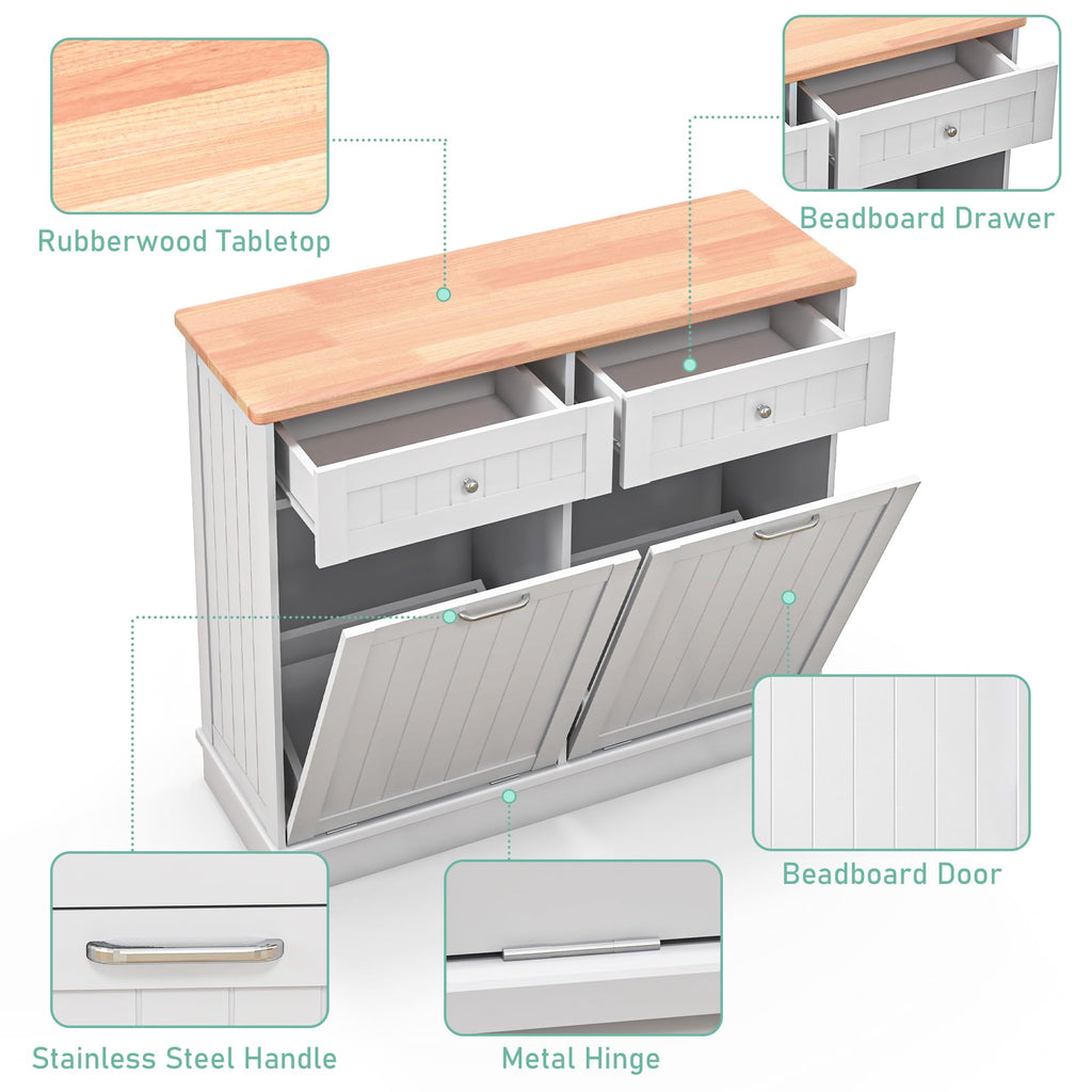 White Double Door Tilt Out Trash Cabinet C696273
