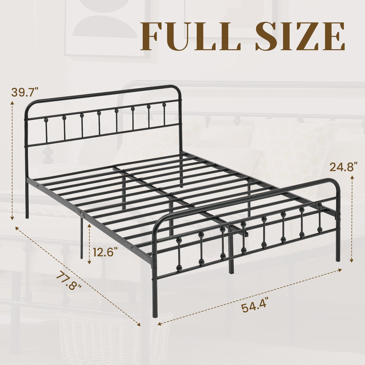 Full Metal Platform Bed Frame with Headboard and Footboard T698