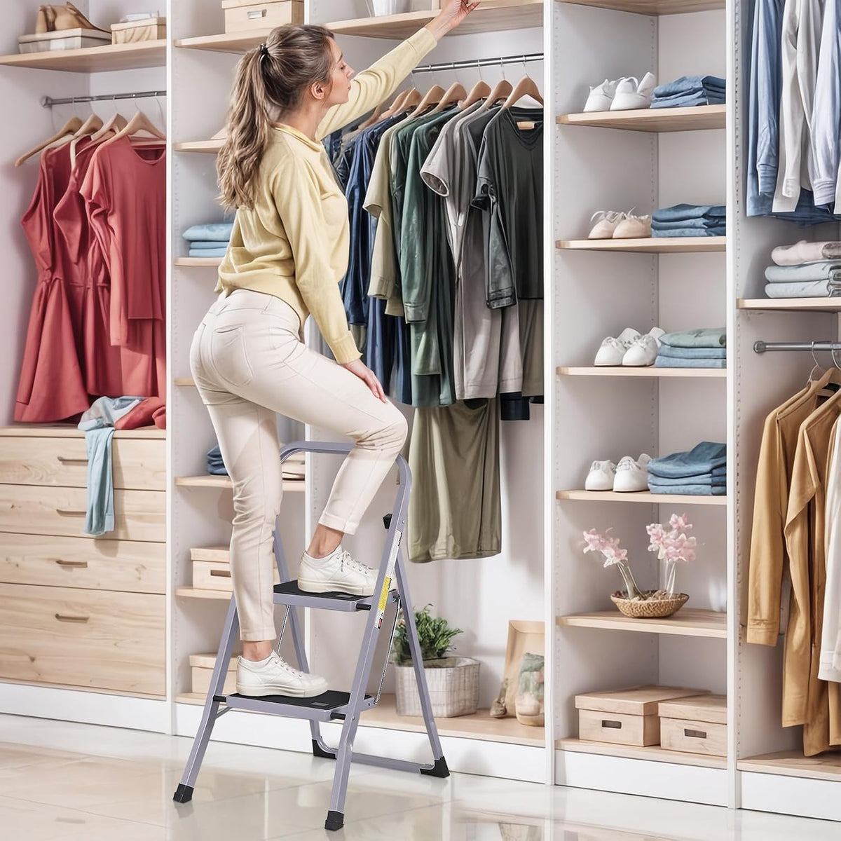 2 Step Folding Steel Step Stool with Handgrip S7936