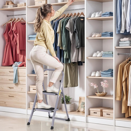 2 Step Folding Steel Step Stool with Handgrip S7936