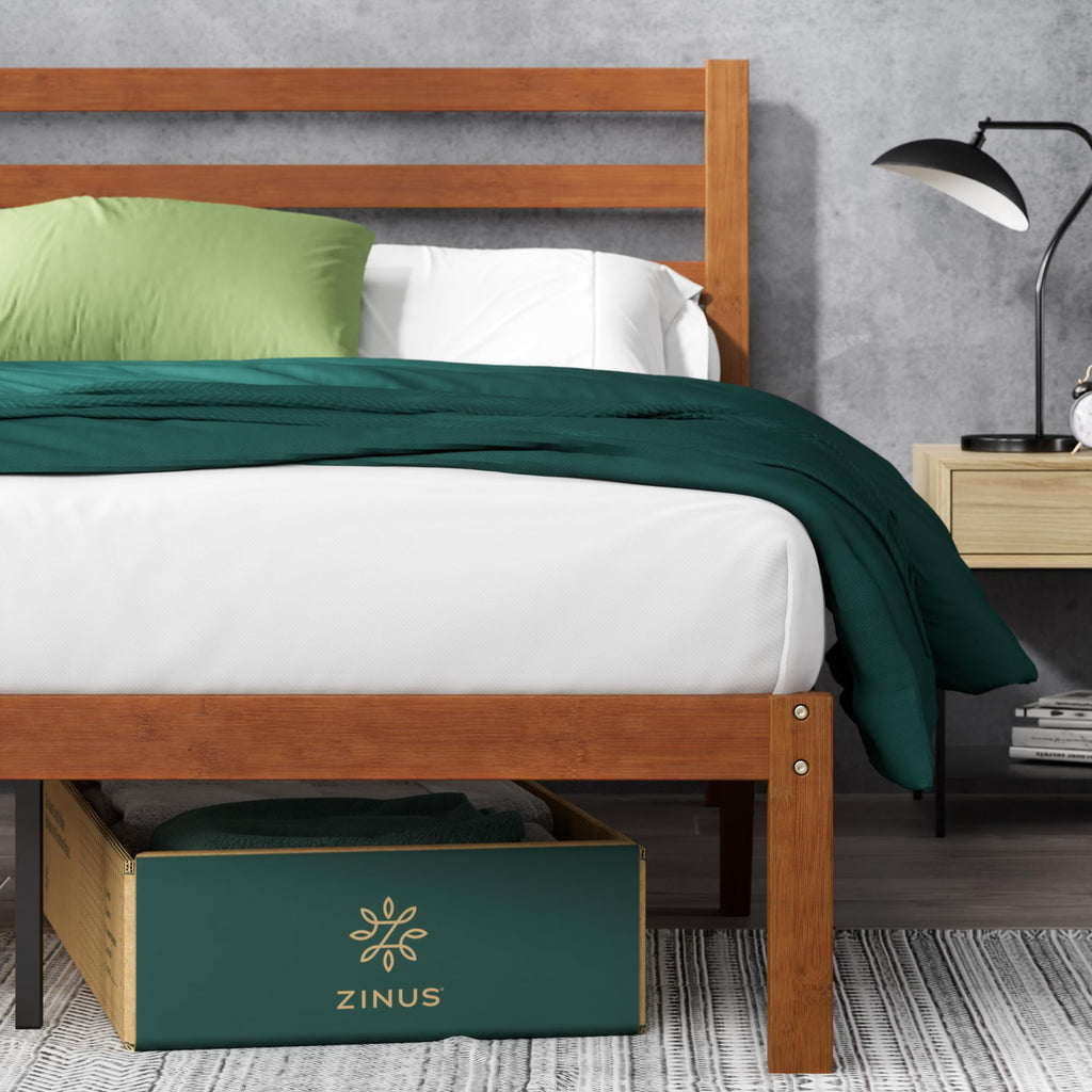 Twin Bamboo Platform Bed Frame with Headboard L178986