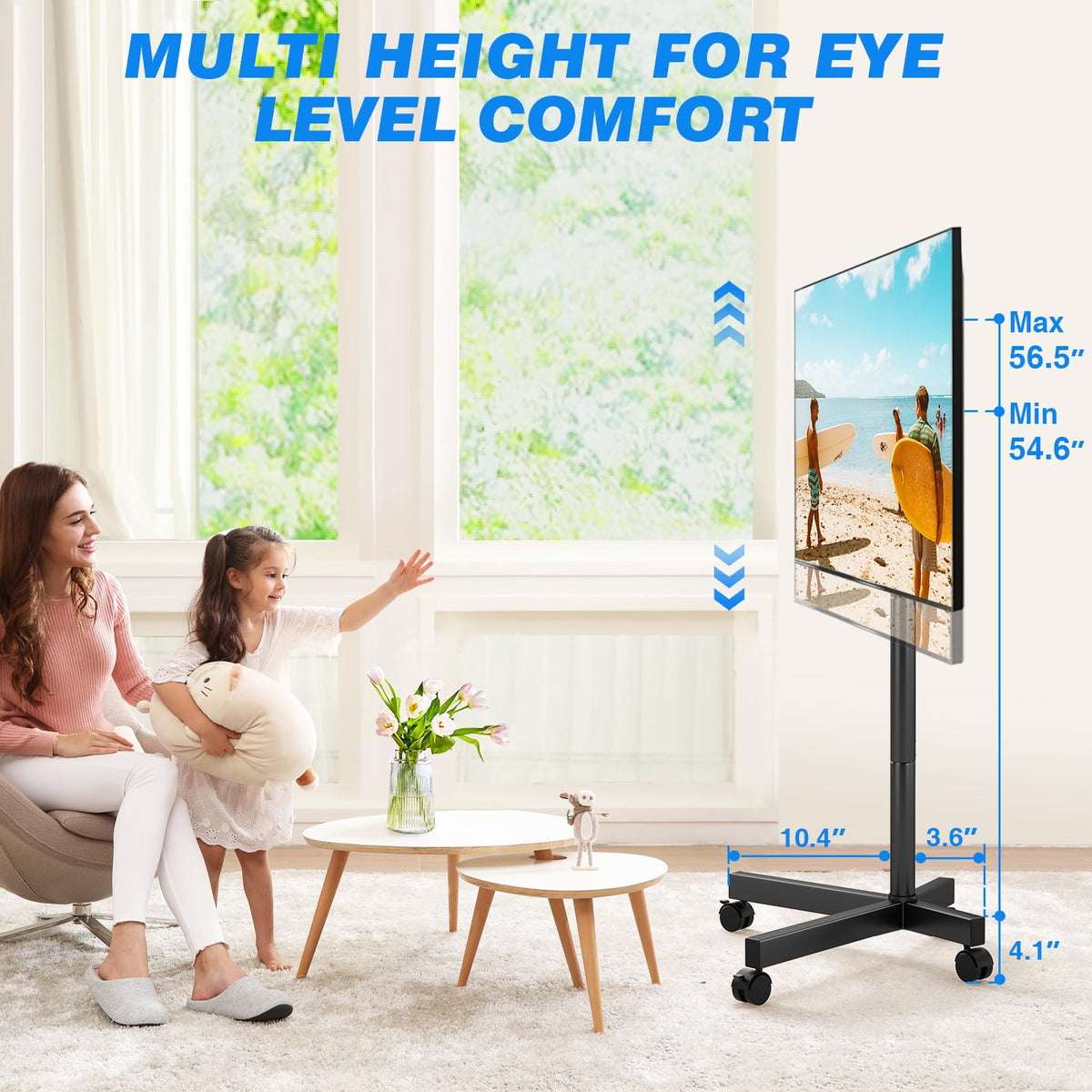 Mobile TV Cart Rolling TV Stand for 23-65 Inch Screens D856293