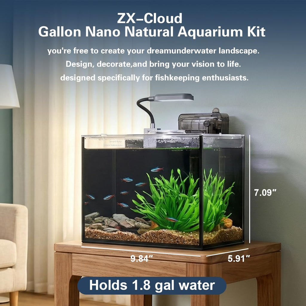 1.8 Gallon Fish Tank with Light Filter Lid K454