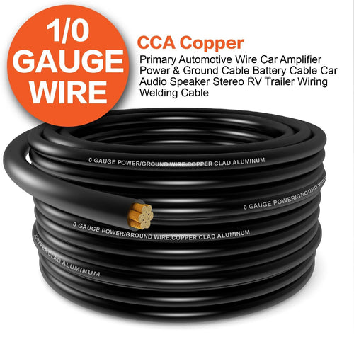 1/0 Gauge Battery Cable Kit 40ft Red/Black CCA Wire W4273