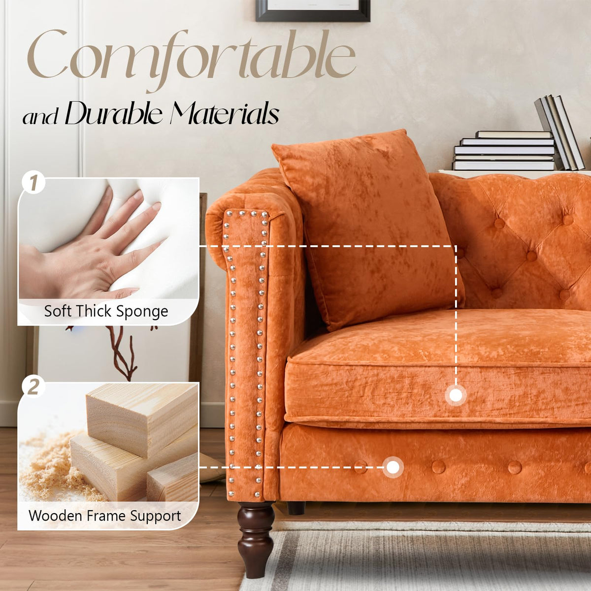 62" Velvet Sofa D357433
