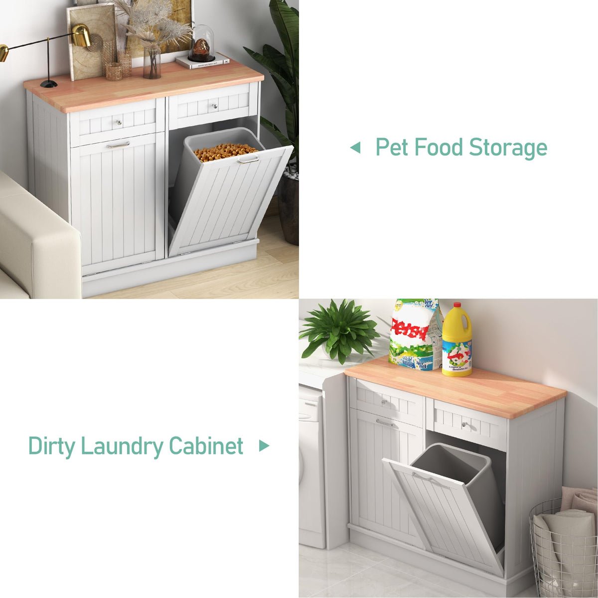 White Double Door Tilt Out Trash Cabinet C696273