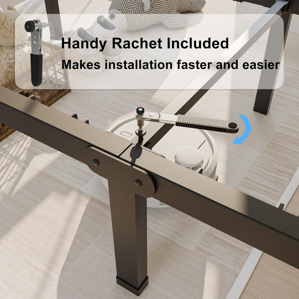Queen Bed Frame with Headboard Hole and Steel Slats Support U20708