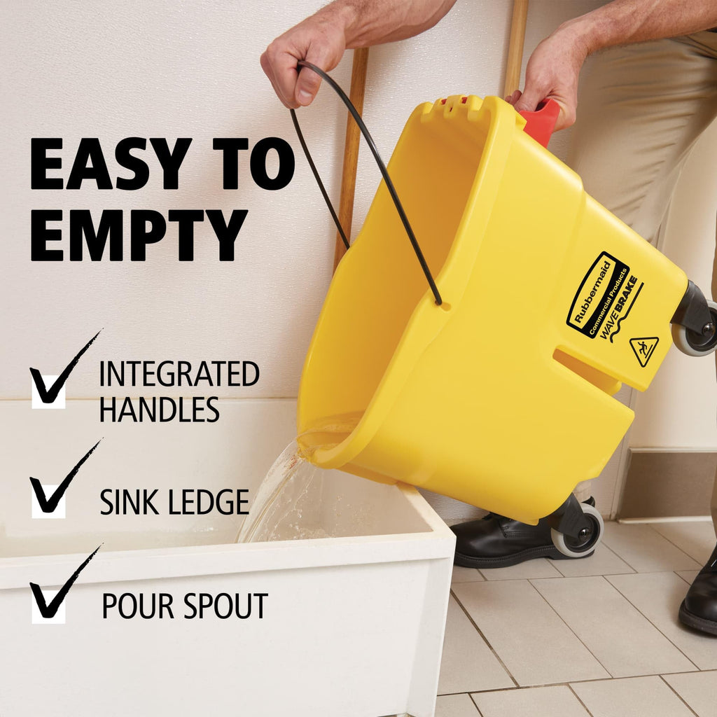 Yellow 35 QT Mop Bucket and Wringer Combo on Wheels X551228
