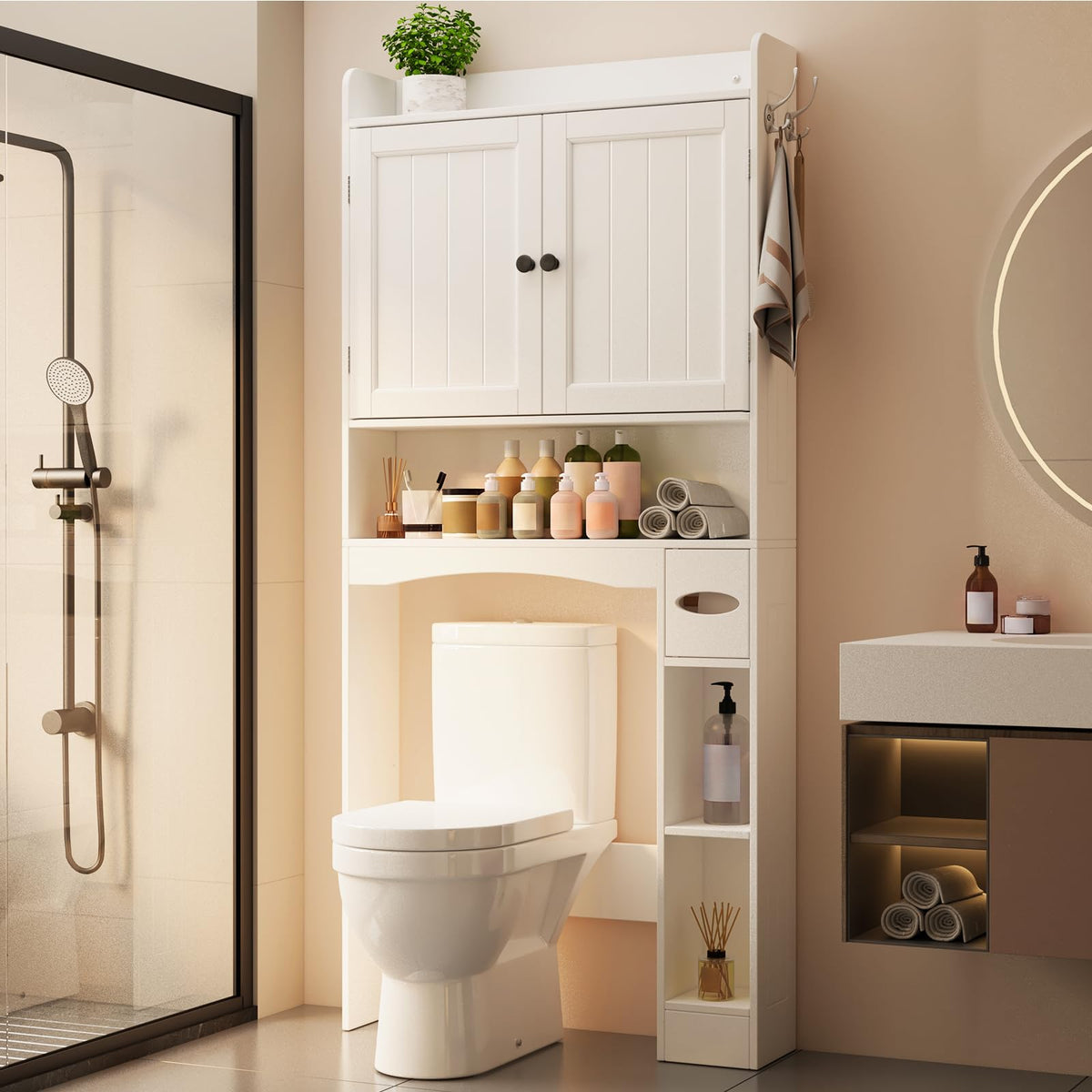 White Over The Toilet Storage Cabinet U8953