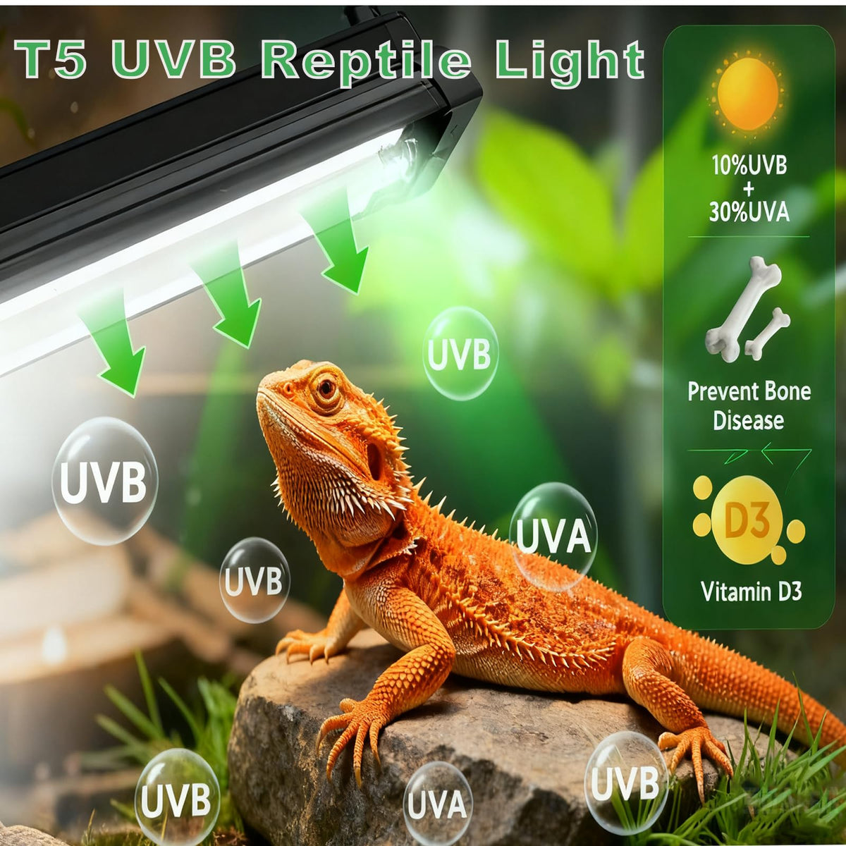 15W T5 HO UVB Terrarium Hood with Detachable Curved Reflector X9179