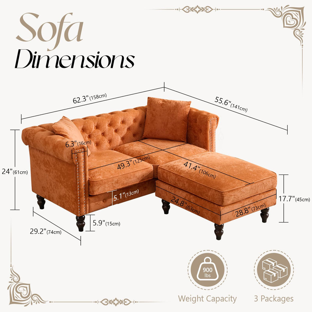 62" Velvet Sofa D357433