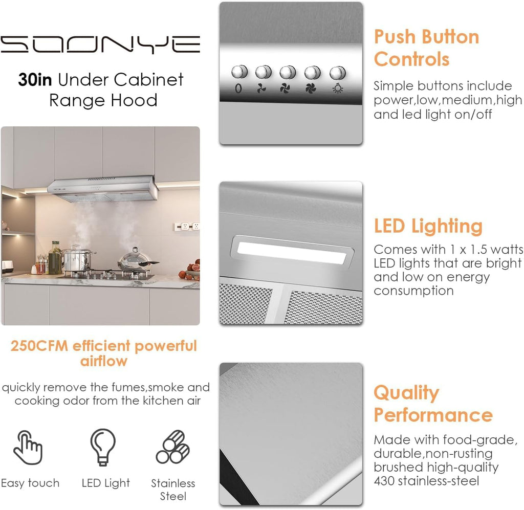 30 inch Stainless Steel Under Cabinet Range Hood X58067