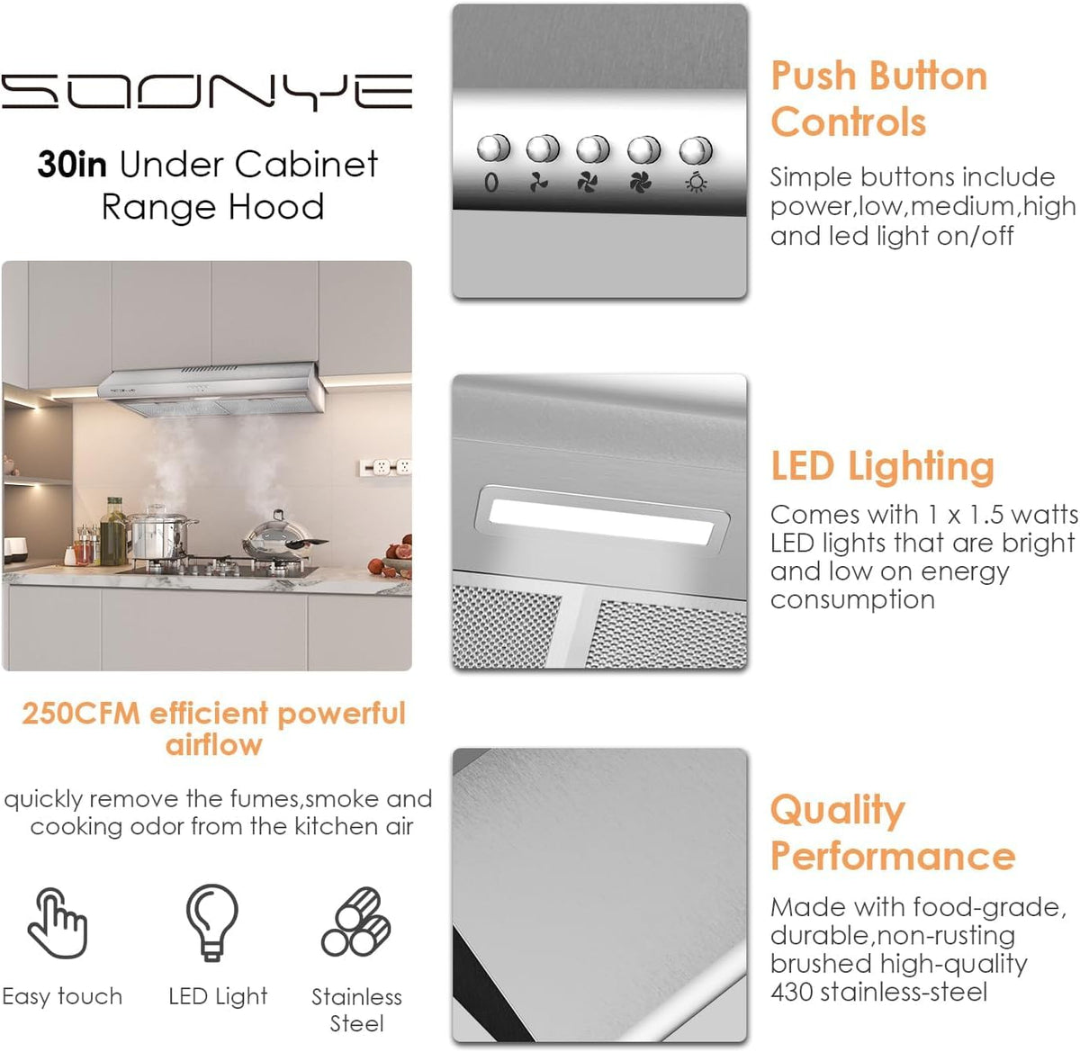 30 inch Stainless Steel Under Cabinet Range Hood X58067